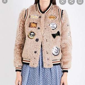 Coach shearling varsity jacket with patches Clearance